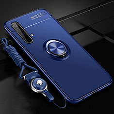 Ultra-thin Silicone Gel Soft Case Cover with Magnetic Finger Ring Stand for Realme X50m 5G Blue