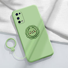 Ultra-thin Silicone Gel Soft Case Cover with Magnetic Finger Ring Stand for Realme X7 5G Matcha Green