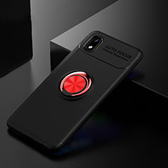 Ultra-thin Silicone Gel Soft Case Cover with Magnetic Finger Ring Stand for Samsung Galaxy A01 Core Red and Black