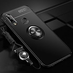 Ultra-thin Silicone Gel Soft Case Cover with Magnetic Finger Ring Stand for Samsung Galaxy A20s Black