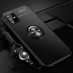 Ultra-thin Silicone Gel Soft Case Cover with Magnetic Finger Ring Stand for Samsung Galaxy A51 4G Black
