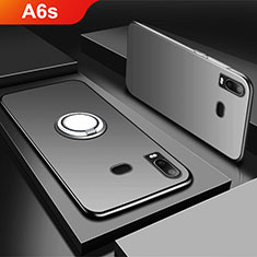 Ultra-thin Silicone Gel Soft Case Cover with Magnetic Finger Ring Stand for Samsung Galaxy A6s Black