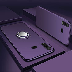 Ultra-thin Silicone Gel Soft Case Cover with Magnetic Finger Ring Stand for Samsung Galaxy A6s Purple