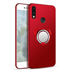 Ultra-thin Silicone Gel Soft Case Cover with Magnetic Finger Ring Stand for Samsung Galaxy A8s SM-G8870 Red