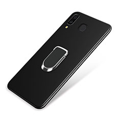 Ultra-thin Silicone Gel Soft Case Cover with Magnetic Finger Ring Stand for Samsung Galaxy A9 Star SM-G8850 Black
