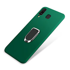 Ultra-thin Silicone Gel Soft Case Cover with Magnetic Finger Ring Stand for Samsung Galaxy A9 Star SM-G8850 Green