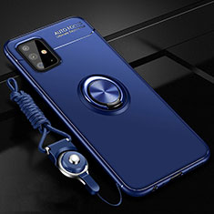 Ultra-thin Silicone Gel Soft Case Cover with Magnetic Finger Ring Stand for Samsung Galaxy M40S Blue