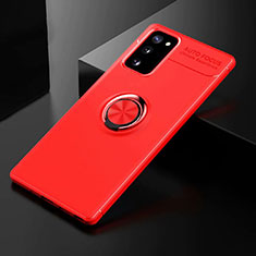Ultra-thin Silicone Gel Soft Case Cover with Magnetic Finger Ring Stand for Samsung Galaxy S20 FE 2022 5G Red