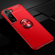 Ultra-thin Silicone Gel Soft Case Cover with Magnetic Finger Ring Stand for Samsung Galaxy S21 5G Red