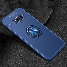 Ultra-thin Silicone Gel Soft Case Cover with Magnetic Finger Ring Stand for Samsung Galaxy S8 Plus Blue