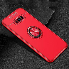 Ultra-thin Silicone Gel Soft Case Cover with Magnetic Finger Ring Stand for Samsung Galaxy S8 Plus Red