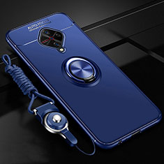 Ultra-thin Silicone Gel Soft Case Cover with Magnetic Finger Ring Stand for Vivo S1 Pro Blue
