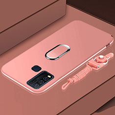 Ultra-thin Silicone Gel Soft Case Cover with Magnetic Finger Ring Stand for Vivo Y50 Rose Gold