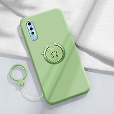 Ultra-thin Silicone Gel Soft Case Cover with Magnetic Finger Ring Stand for Vivo Y7s Green