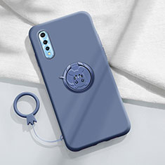 Ultra-thin Silicone Gel Soft Case Cover with Magnetic Finger Ring Stand for Vivo Y7s Lavender Gray