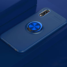 Ultra-thin Silicone Gel Soft Case Cover with Magnetic Finger Ring Stand for Xiaomi CC9e Blue