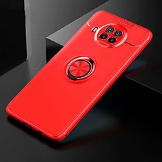 Ultra-thin Silicone Gel Soft Case Cover with Magnetic Finger Ring Stand for Xiaomi Mi 10i 5G Red