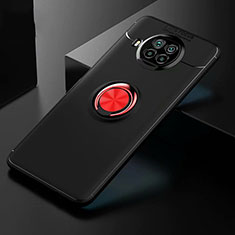 Ultra-thin Silicone Gel Soft Case Cover with Magnetic Finger Ring Stand for Xiaomi Mi 10i 5G Red and Black