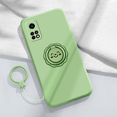 Ultra-thin Silicone Gel Soft Case Cover with Magnetic Finger Ring Stand for Xiaomi Mi 10T Pro 5G Matcha Green