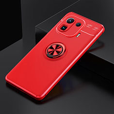 Ultra-thin Silicone Gel Soft Case Cover with Magnetic Finger Ring Stand for Xiaomi Mi 11 Pro 5G Red