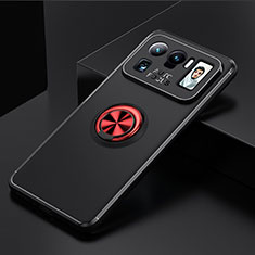 Ultra-thin Silicone Gel Soft Case Cover with Magnetic Finger Ring Stand for Xiaomi Mi 11 Ultra 5G Red and Black