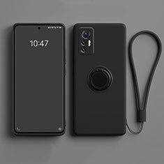 Ultra-thin Silicone Gel Soft Case Cover with Magnetic Finger Ring Stand for Xiaomi Mi 12S 5G Black