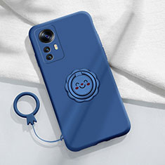 Ultra-thin Silicone Gel Soft Case Cover with Magnetic Finger Ring Stand for Xiaomi Mi 12T 5G Blue