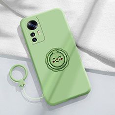 Ultra-thin Silicone Gel Soft Case Cover with Magnetic Finger Ring Stand for Xiaomi Mi 12T 5G Matcha Green