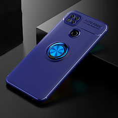 Ultra-thin Silicone Gel Soft Case Cover with Magnetic Finger Ring Stand for Xiaomi POCO C3 Blue