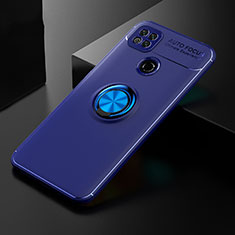 Ultra-thin Silicone Gel Soft Case Cover with Magnetic Finger Ring Stand for Xiaomi Redmi 10A 4G Blue