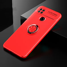 Ultra-thin Silicone Gel Soft Case Cover with Magnetic Finger Ring Stand for Xiaomi Redmi 10A 4G Red
