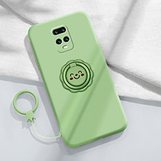 Ultra-thin Silicone Gel Soft Case Cover with Magnetic Finger Ring Stand for Xiaomi Redmi 10X 5G Cyan