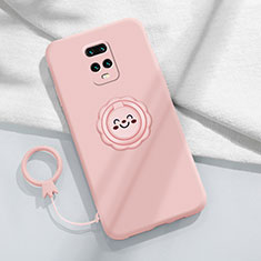 Ultra-thin Silicone Gel Soft Case Cover with Magnetic Finger Ring Stand for Xiaomi Redmi 10X 5G Pink
