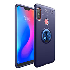 Ultra-thin Silicone Gel Soft Case Cover with Magnetic Finger Ring Stand for Xiaomi Redmi 6 Pro Blue