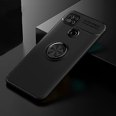Ultra-thin Silicone Gel Soft Case Cover with Magnetic Finger Ring Stand for Xiaomi Redmi 9C Black