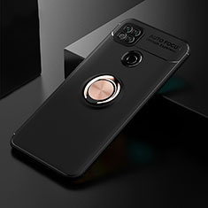 Ultra-thin Silicone Gel Soft Case Cover with Magnetic Finger Ring Stand for Xiaomi Redmi 9C Gold and Black