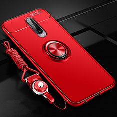 Ultra-thin Silicone Gel Soft Case Cover with Magnetic Finger Ring Stand for Xiaomi Redmi K30 4G Red