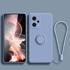 Ultra-thin Silicone Gel Soft Case Cover with Magnetic Finger Ring Stand for Xiaomi Redmi Note 12 5G Lavender Gray