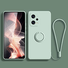 Ultra-thin Silicone Gel Soft Case Cover with Magnetic Finger Ring Stand for Xiaomi Redmi Note 12 5G Matcha Green