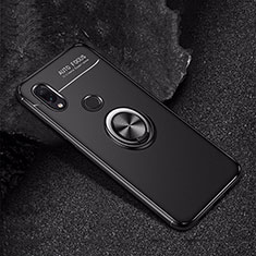 Ultra-thin Silicone Gel Soft Case Cover with Magnetic Finger Ring Stand for Xiaomi Redmi Note 7 Black