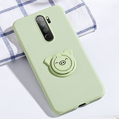 Ultra-thin Silicone Gel Soft Case Cover with Magnetic Finger Ring Stand for Xiaomi Redmi Note 8 Pro Green