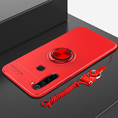 Ultra-thin Silicone Gel Soft Case Cover with Magnetic Finger Ring Stand for Xiaomi Redmi Note 8 Red
