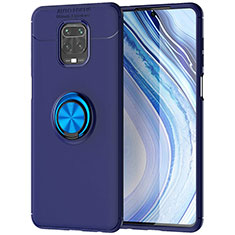 Ultra-thin Silicone Gel Soft Case Cover with Magnetic Finger Ring Stand for Xiaomi Redmi Note 9 Pro Max Blue