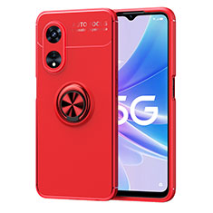Ultra-thin Silicone Gel Soft Case Cover with Magnetic Finger Ring Stand JM1 for Oppo A78 5G Red