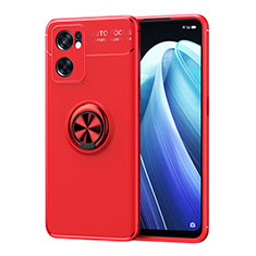 Ultra-thin Silicone Gel Soft Case Cover with Magnetic Finger Ring Stand JM1 for Oppo Reno7 SE 5G Red
