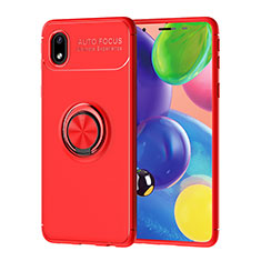 Ultra-thin Silicone Gel Soft Case Cover with Magnetic Finger Ring Stand JM1 for Samsung Galaxy A01 Core Red
