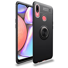 Ultra-thin Silicone Gel Soft Case Cover with Magnetic Finger Ring Stand JM1 for Samsung Galaxy A10s Black