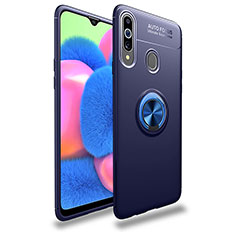 Ultra-thin Silicone Gel Soft Case Cover with Magnetic Finger Ring Stand JM1 for Samsung Galaxy A20s Blue