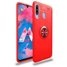 Ultra-thin Silicone Gel Soft Case Cover with Magnetic Finger Ring Stand JM1 for Samsung Galaxy A30 Red