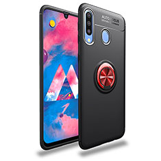 Ultra-thin Silicone Gel Soft Case Cover with Magnetic Finger Ring Stand JM1 for Samsung Galaxy A30 Red and Black